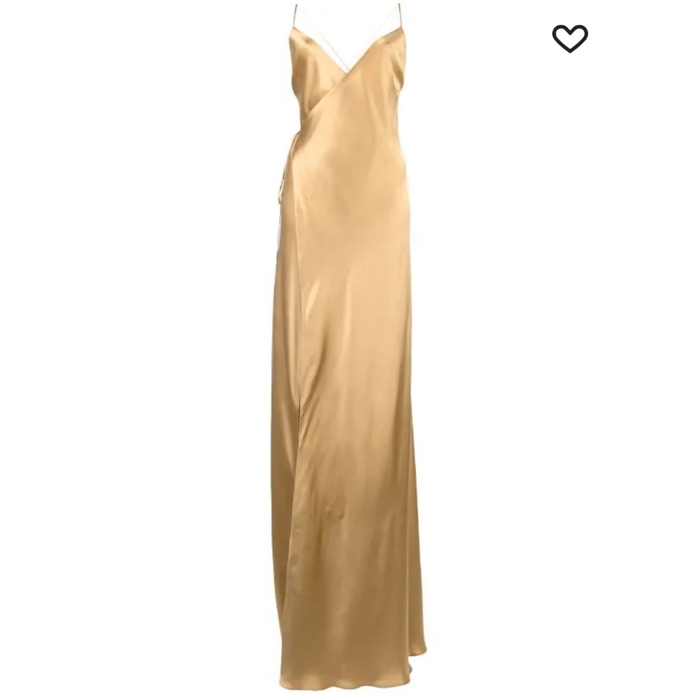 Michelle Mason strappy wrap gown in honey